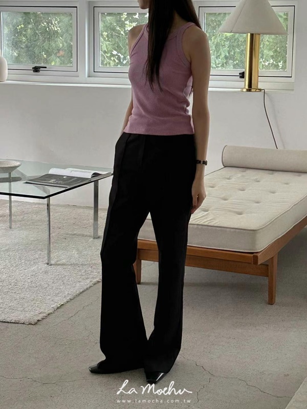 削肩坑條小背心